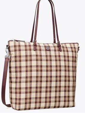 TORY BURCH Virginia Brie Plaid Tote-NWT